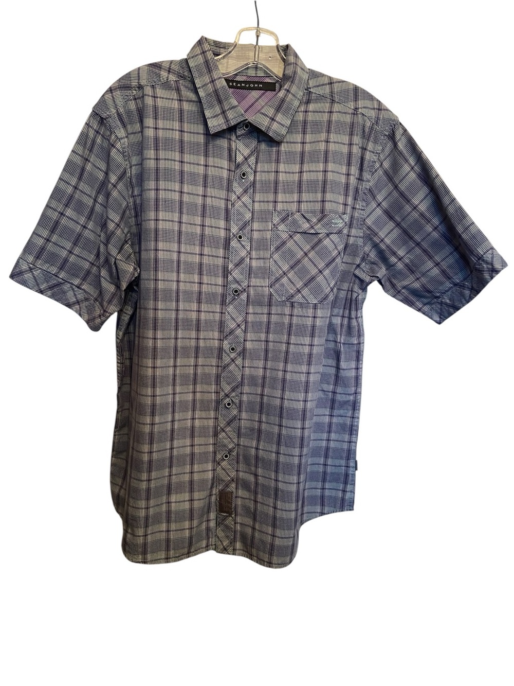 Vintage Sean John Men’s Plaid Short Sleeve Button Front Shirt Y2K Hip Hop size L